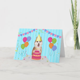 Siberian Husky Birthday Holiday Card