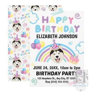Siberian Husky Birthday Invitation