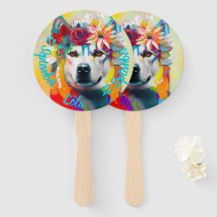 Siberian Husky Birthday Party   Hand Fan