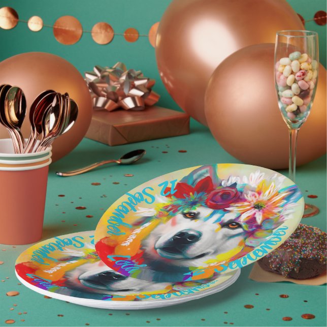 Siberian Husky Birthday Party Paper Plates (Multi)