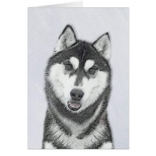 Siberian Husky Black and White Painting Dog Art