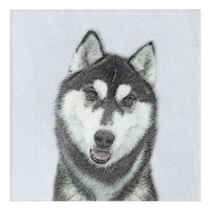 Siberian Husky (Black and White) Painting Dog Art