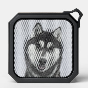 Siberian Husky (Black and White) Painting Dog Art Bluetooth Speaker