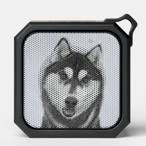 Siberian Husky Black and White Painting Dog Art Bluetooth Speaker