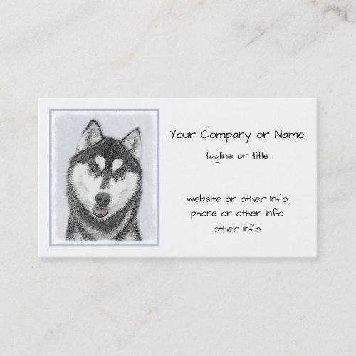 Siberian Husky Black and White Painting Dog Art Business Card