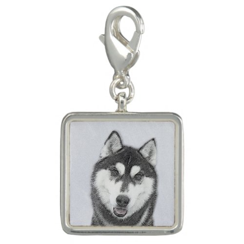 Siberian Husky Black and White Painting Dog Art Charm