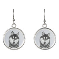Siberian Husky (Black and White) Painting Dog Art