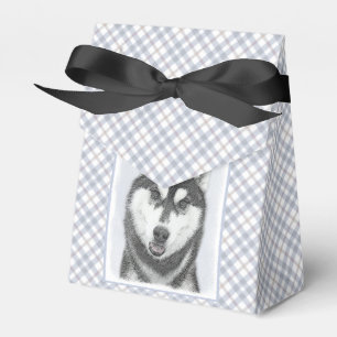 Siberian Husky (Black and White) Painting Dog Art Favor Boxes