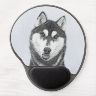 Siberian Husky (Black and White) Painting Dog Art Gel Mouse Pad