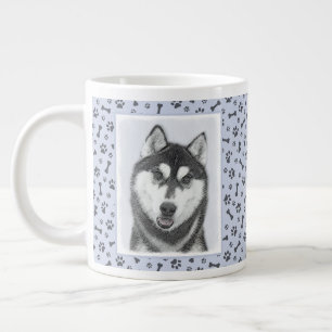 Siberian Husky (Black and White) Painting Dog Art Giant Coffee Mug