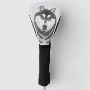 Siberian Husky (Black and White) Painting Dog Art Golf Head Cover