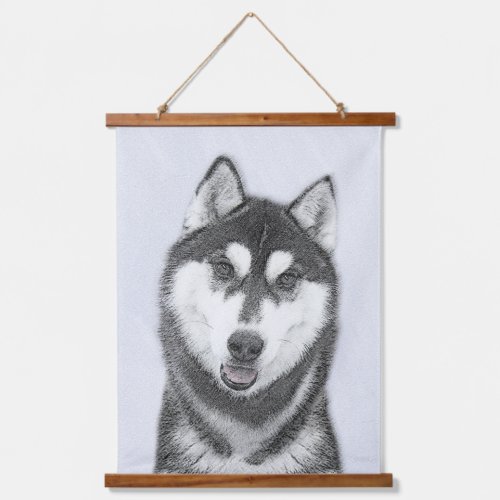 Siberian Husky Black and White Painting Dog Art Hanging Tapestry