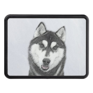 Siberian Husky (Black and White) Painting Dog Art Hitch Cover