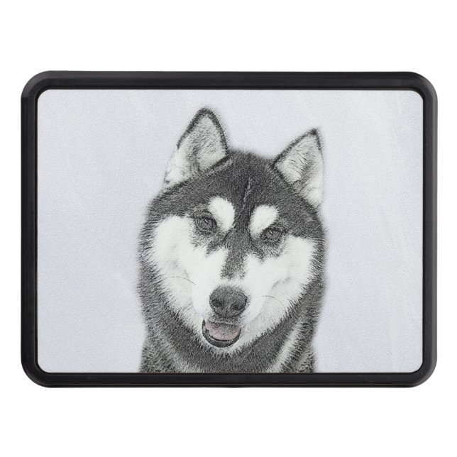Siberian Husky (Black and White) Painting Dog Art Hitch Cover (Front)