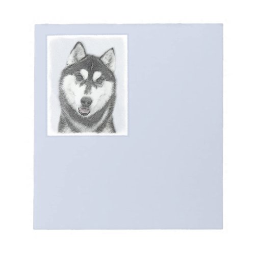 Siberian Husky Black and White Painting Dog Art Notepad
