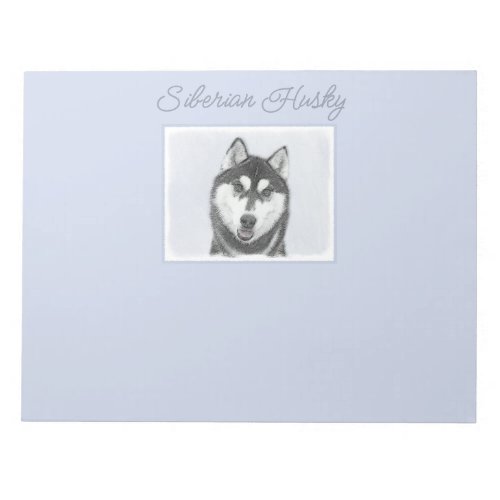 Siberian Husky Black and White Painting Dog Art  Notepad