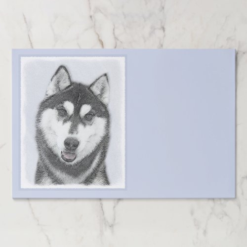 Siberian Husky Black and White Painting Dog Art Paper Pad