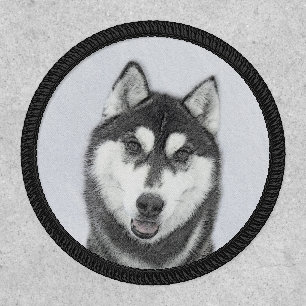 Siberian Husky (Black and White) Painting Dog Art Patch