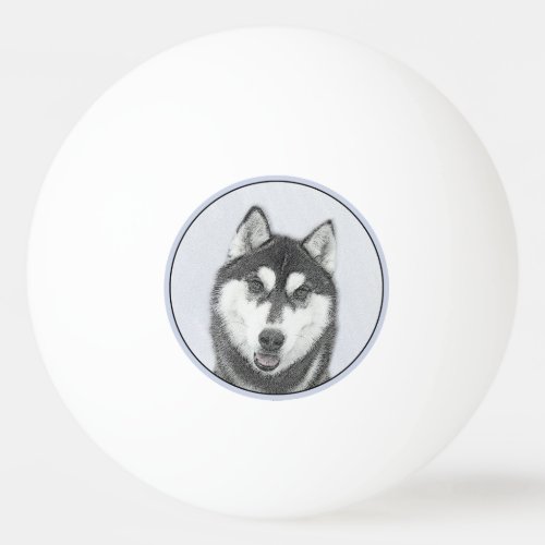 Siberian Husky Black and White Painting Dog Art Ping Pong Ball
