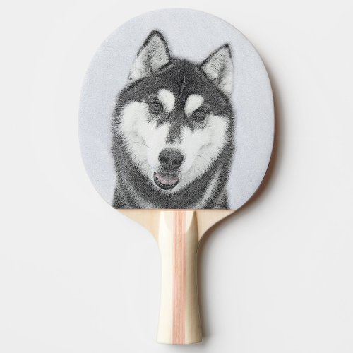 Siberian Husky Black and White Painting Dog Art Ping Pong Paddle