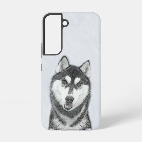 Siberian Husky Black and White Painting Dog Art Samsung Galaxy S22 Case
