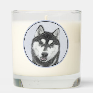 Siberian Husky (Black and White) Painting Dog Art Scented Candle