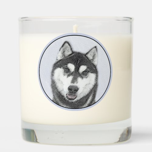Siberian Husky Black and White Painting Dog Art Scented Candle