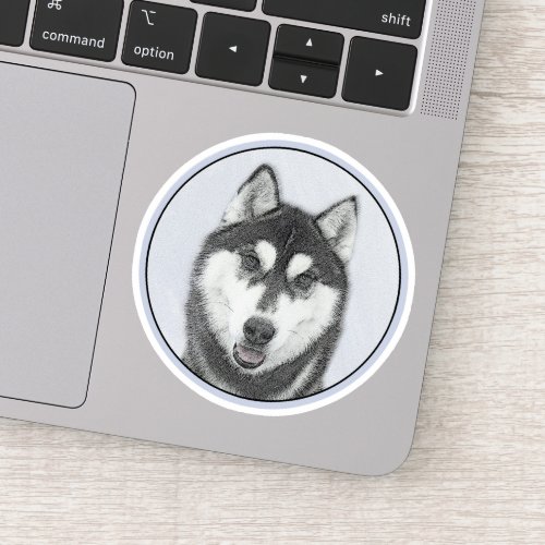 Siberian Husky Black and White Painting Dog Art Sticker