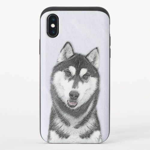 Siberian Husky Black and White Painting Dog Art iPhone X Slider Case
