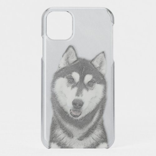 Siberian Husky Black and White Painting Dog Art iPhone 11 Case