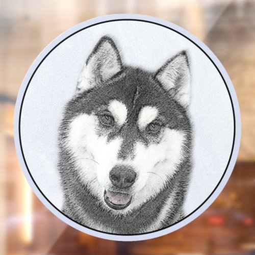 Siberian Husky Black and White Painting Dog Art Window Cling