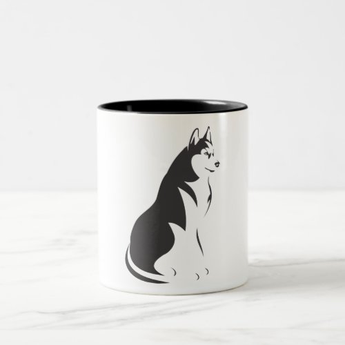Siberian Husky Black and White Two_Tone Coffee Mug