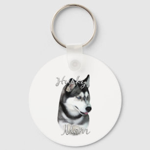 Siberian Husky (blk) Mom 2 Keychain