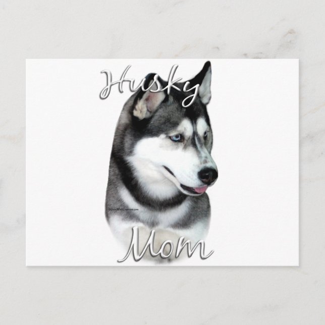 Siberian Husky (blk) Mom 2 Postcard (Front)