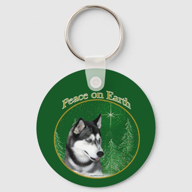 Siberian Husky (blk) Peace Keychain (Front)