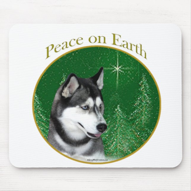 Siberian Husky (blk) Peace Mouse Pad (Front)