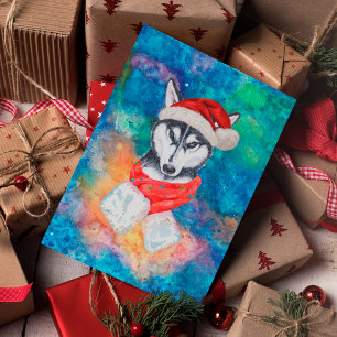 Siberian Husky Breed Dog Christmas Holiday Postcard
