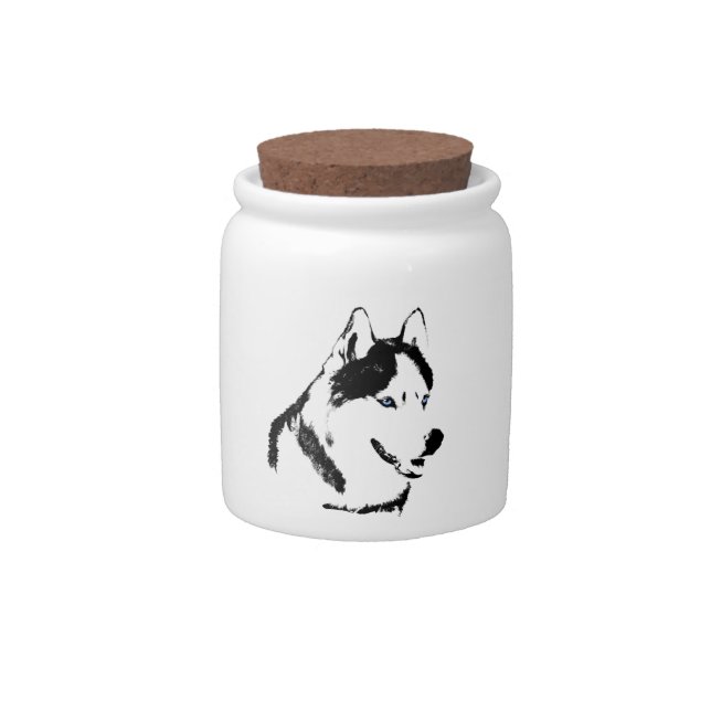 Siberian Husky Candy Jar Custom Sled Dog Jars (Front)