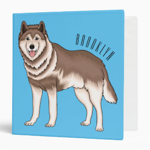 Siberian husky cartoon illustration 3 ring binder