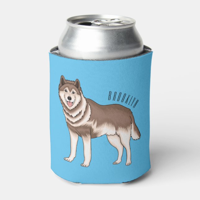 Siberian husky cartoon illustration  can cooler (Can Front)