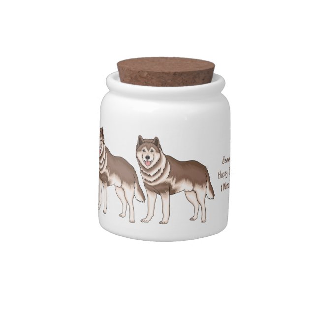 Siberian husky cartoon illustration candy jar (Left)