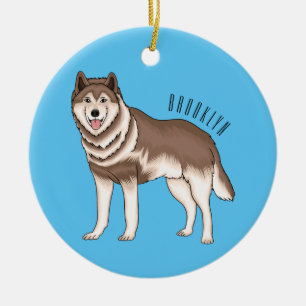 Siberian husky cartoon illustration ceramic ornament