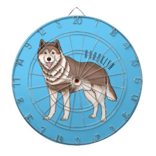 Siberian husky cartoon illustration dart board