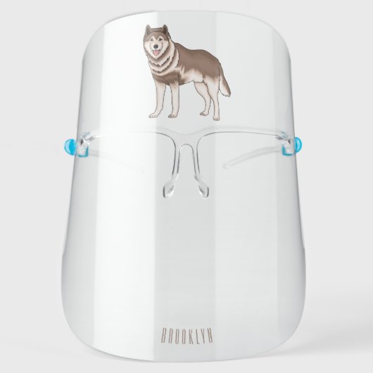 Siberian husky cartoon illustration face shield (Front)