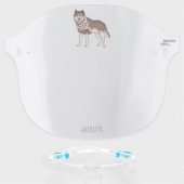 Siberian husky cartoon illustration face shield (Front w/Glasses)