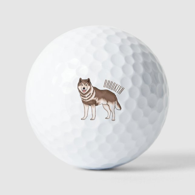 Siberian husky cartoon illustration golf balls (Front)