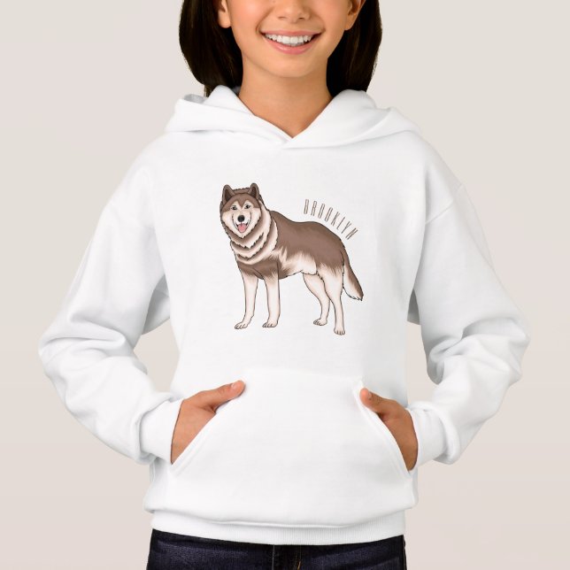 Siberian husky cartoon illustration hoodie (Front)