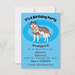 Siberian husky cartoon illustration invitation