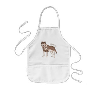 Siberian husky cartoon illustration kids' apron