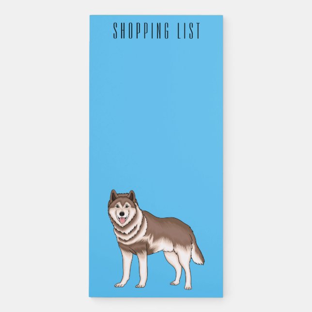 Siberian husky cartoon illustration magnetic notepad (Front)